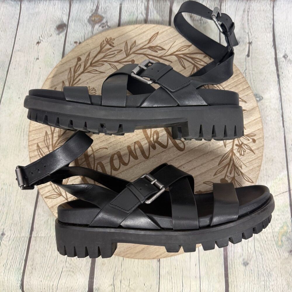 Sam Edelman Eleanora Lug-Sole Sandals Women Size 8 Black Gladiator Platform Shoe